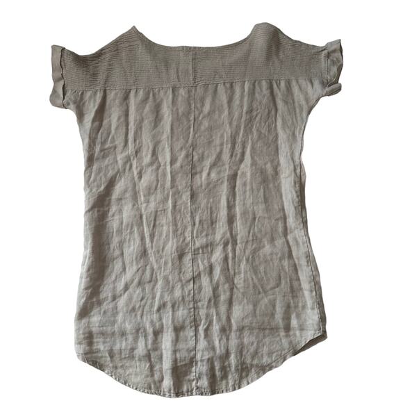 Lungo Larno Italian Linen Short Sleeve Cover Up Tunic Cream Natural Knit Top XS - Picture 2 of 5